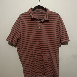 L.L. Bean Men's Polo Shirt - Red and Black Stripes